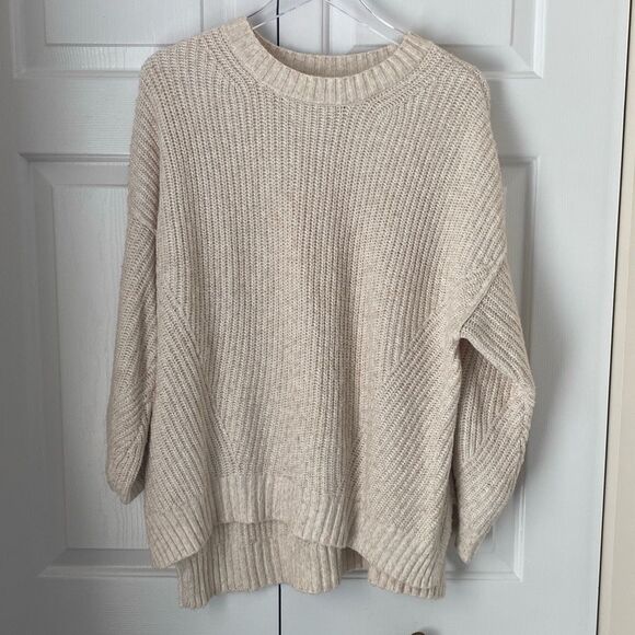 AE American Eagle Oversized Dreamspun Crew Neck Sweater‎ S Cream - Picture 1 of 5